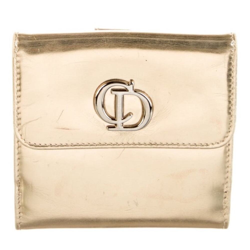 Christian Dior 2010 Gold Patent Leather Short Wallet collection by John Galliano